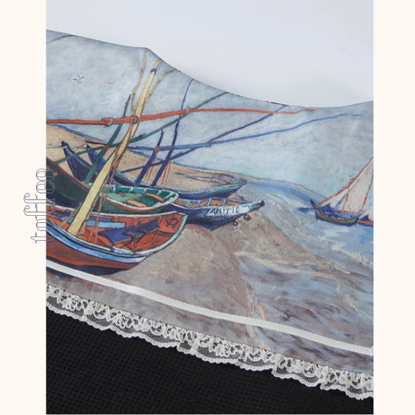 【2color】セーラーカラーと船の刺繍セットアップ《Z01133》