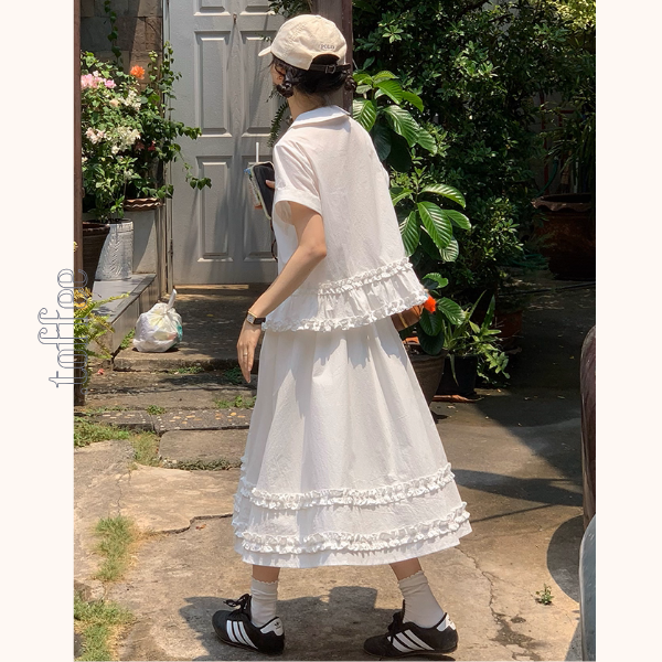 【2color】ギンガムチェック&フリルセットアップ《Z01098》