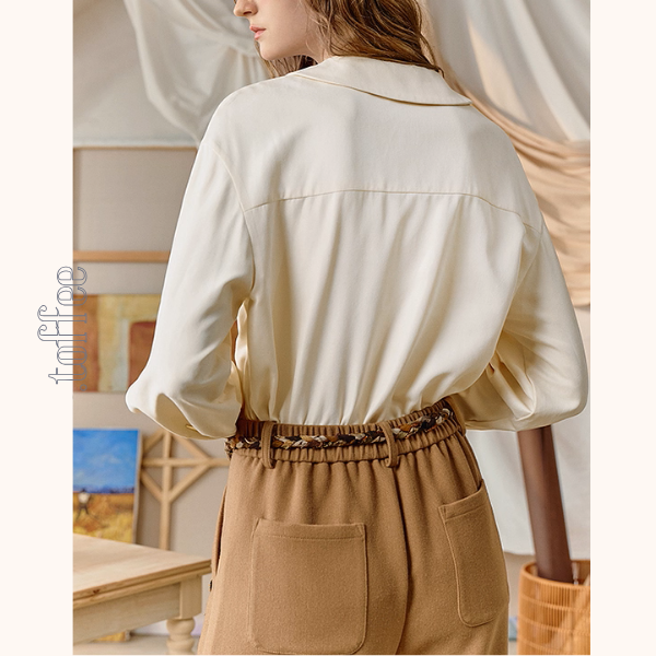 ひまわりの詩を纏うアップリケシャツ《Z01127》