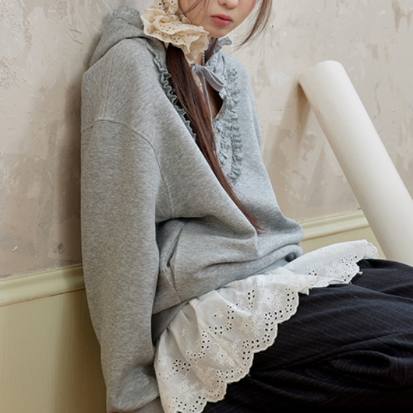 リボン&レースUネックフーディー 《Z00762》