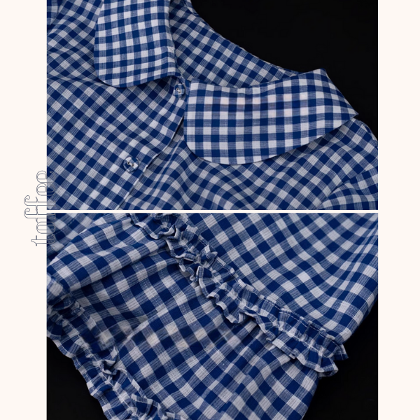 【2color】ギンガムチェック&フリルセットアップ《Z01098》