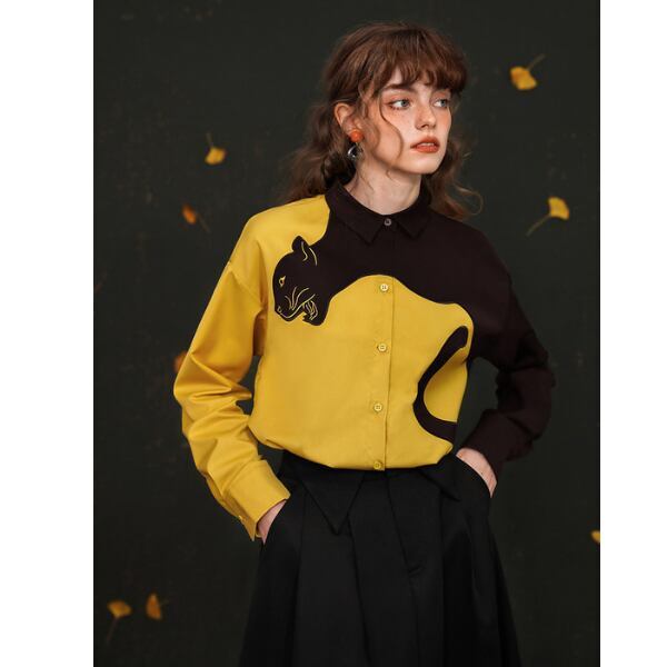 レオパード刺繍ブラウス C0046