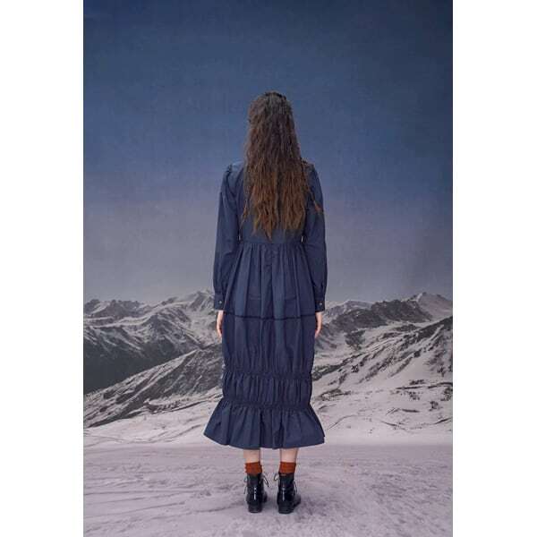 【3color】ゴールドフォックスボタンロングワンピース C0099