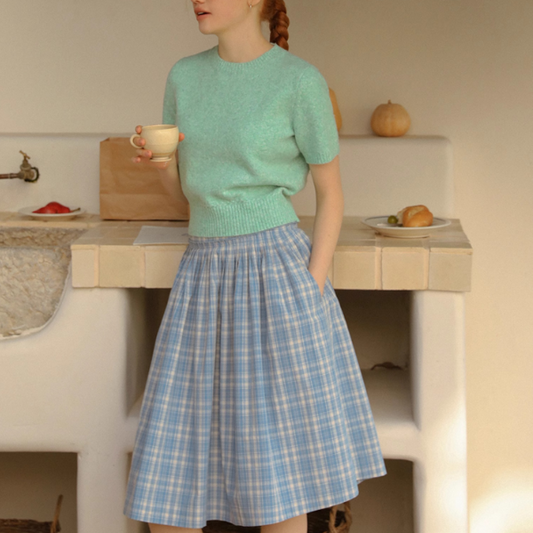 【2color】フラワー刺繍入りリブ編みセットアップカーディガン《Z00831》