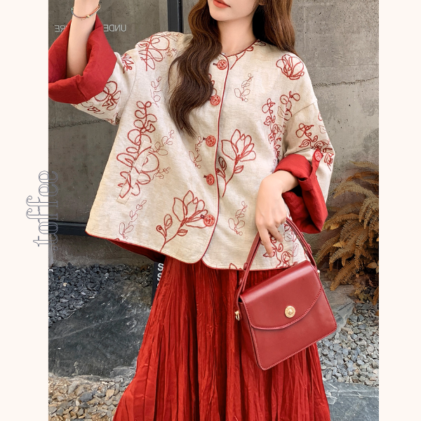 花咲く情景のセットアップ/花柄トップス&マキシスカート《Z01151》