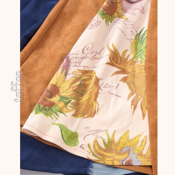 【2color】名画が踊る、切替アートプリントスカート《Z01123》