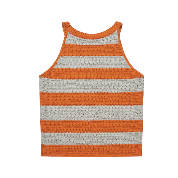 【2color】ホルターネックストライプニットトップ Z00310