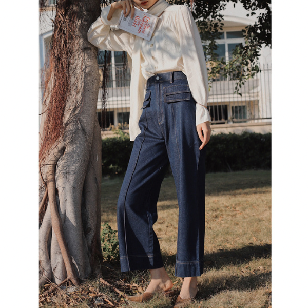 ダブルフラップワイドデニム w-151