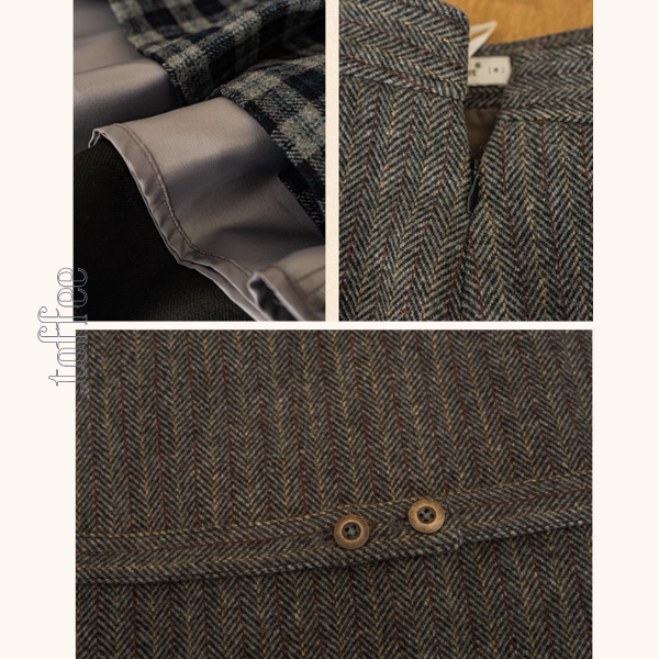 【2color】ベルトディテールチェック柄ベスト&ロングプリーツスカートセットアップ《Z00856》