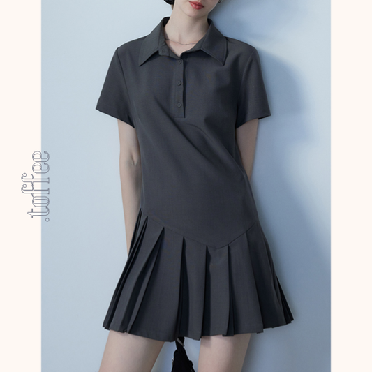 ポロカラープリーツミニスカート Z00465