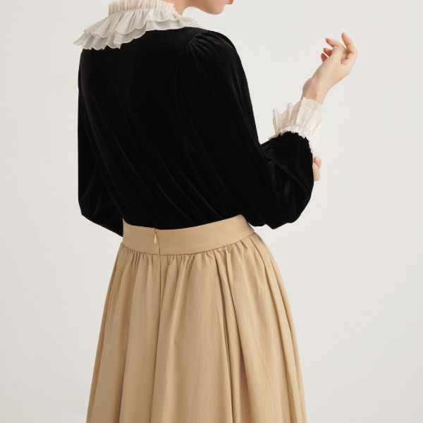 フレンチベルベットレースブラウスX-384