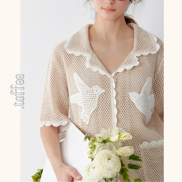 バードモチーフメッシュシャツ&ショーパンツセットアップ《Z01014》