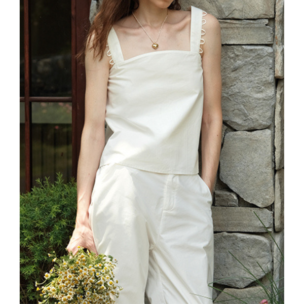 【2color】シンプルレースキャミソール&ロングパンツのセットアップ Z00204