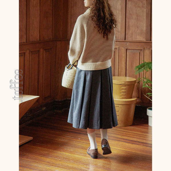 ミモレ丈ウールプリーツスカート Z00563