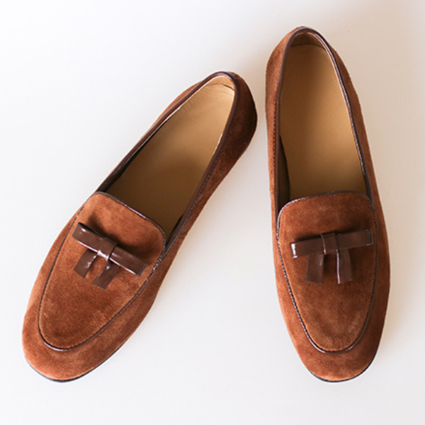 ハニーブラウンフラットレザーシューズ Z00148