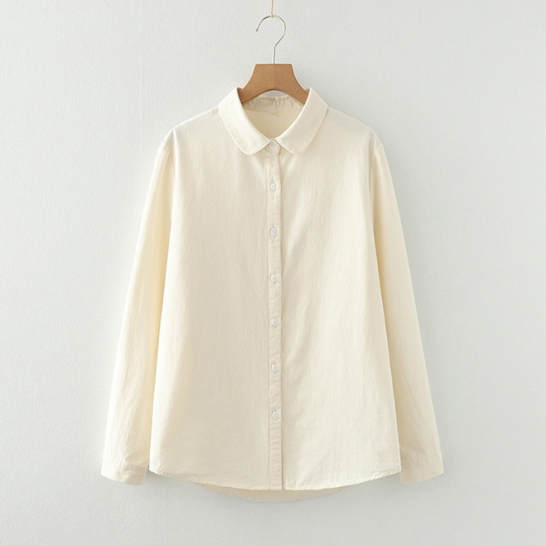 【6color】純綿ポロカラーロングスリーブシャツ 《Z00728》