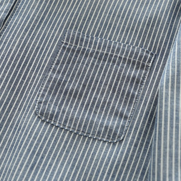 【4color】胸ポケット付きストライプ柄ボタンシャツ 《Z00724》