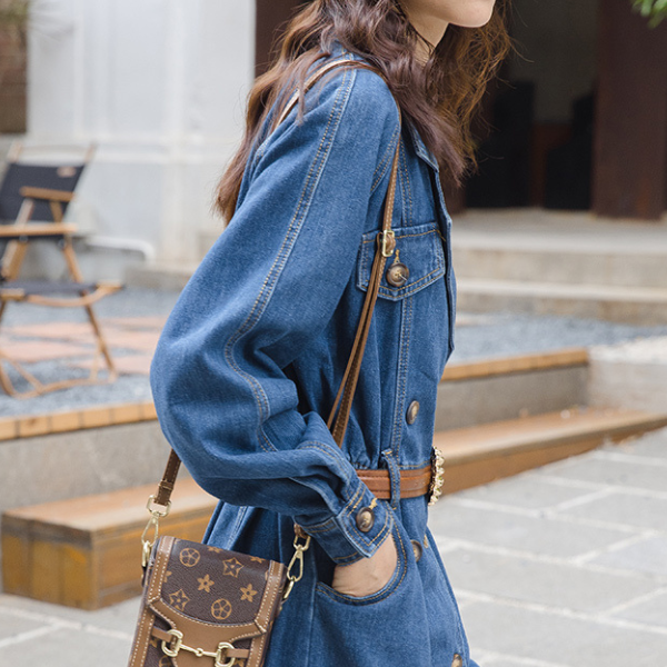 ダブルブレストデニムワンピース AU-325