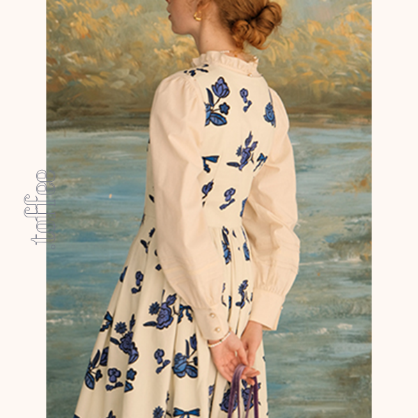 リボン&ローズプリントワンピース Z00630