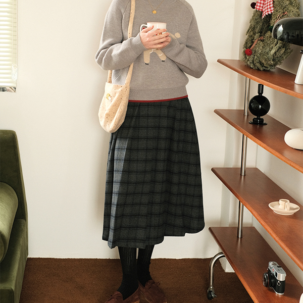 チェック柄Aラインロングスカート Z00492
