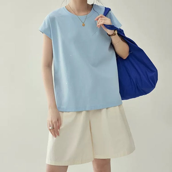 【2color】バックリボン刺繍クルーネックトップ Z00324