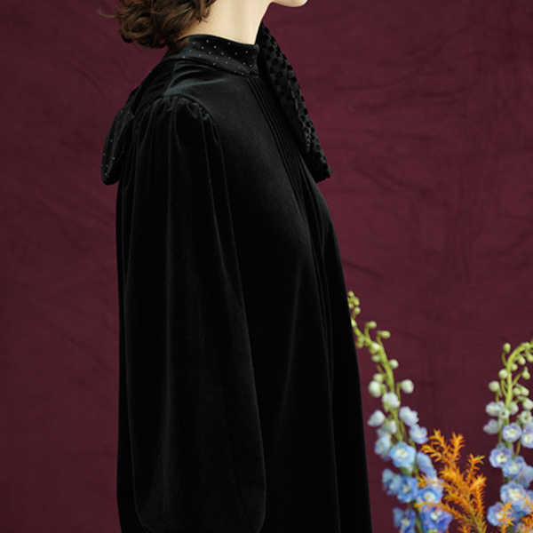 リボン付きブラックミニワンピース Z00086