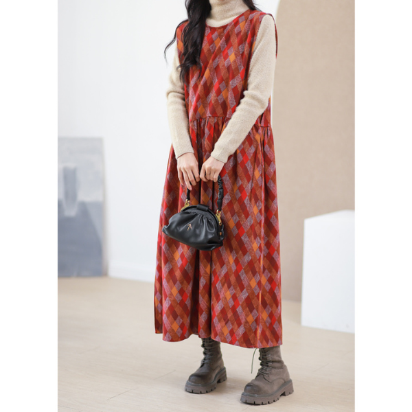 【2color】マルチカラースクエアパターンワンピース w-005