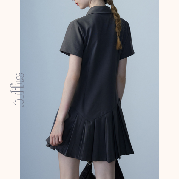 ポロカラープリーツミニスカート Z00465