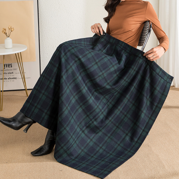 【3color】ダブルチェックエレガントストレートスカート AU-326