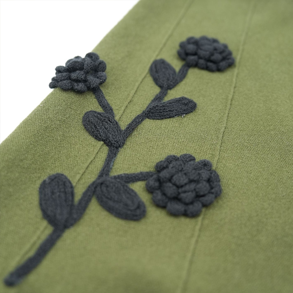 フラワー立体刺繍グリーンスカート Z00587