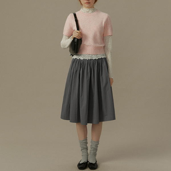 【2color】フラワー刺繍入りリブ編みセットアップカーディガン《Z00831》