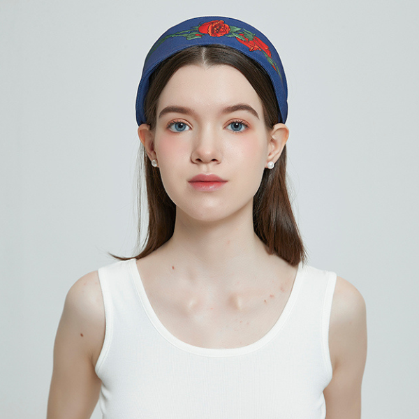 ローズプリントデニムカチューシャ X-102