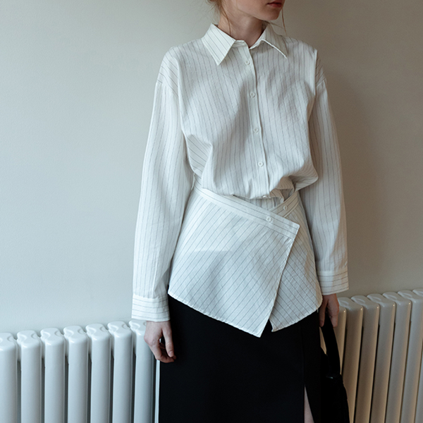 【2color】ストライプ柄ロングスリーブボタンダウンシャツ 《Z00716》