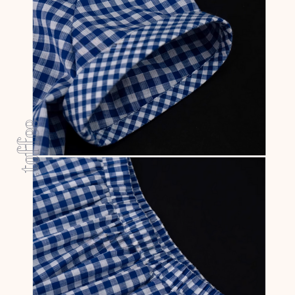 【2color】ギンガムチェック&フリルセットアップ《Z01098》