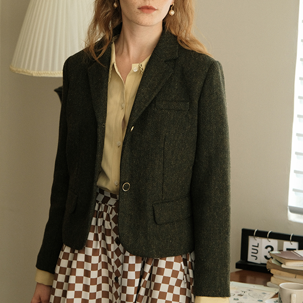 ヴィンテージモスグリーンショートブレザー Z00510