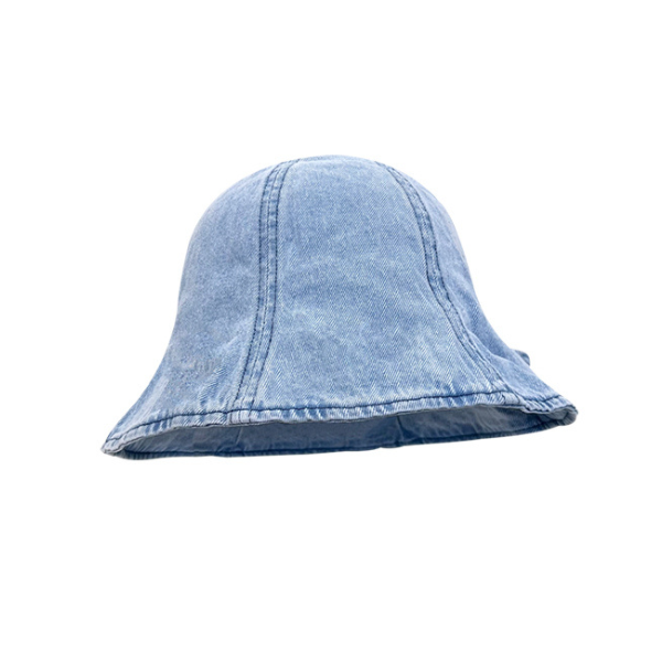 【3color】リボン付きウオッシュデニムドームハット Z00159