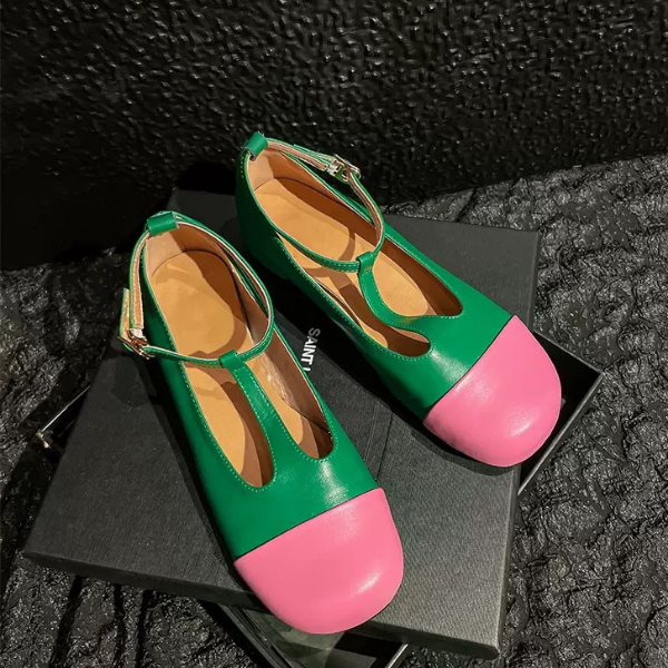 【4color】メリージェーンバイカラーレザーシューズ Z00236