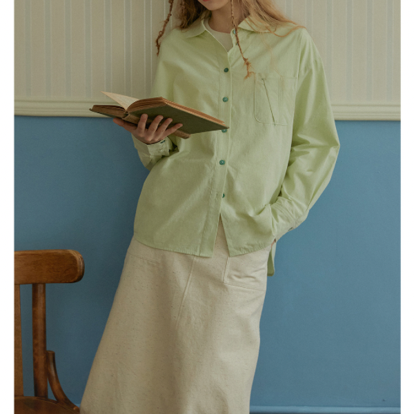 【2color】 コットン100%コントラストボタンシャツ Z00070