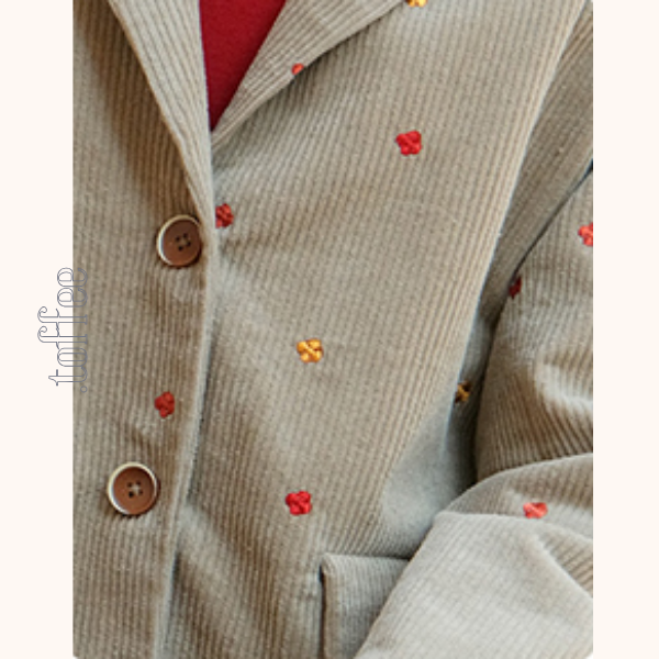 小花刺繍コーデュロイテーラードジャケット 《Z00708》