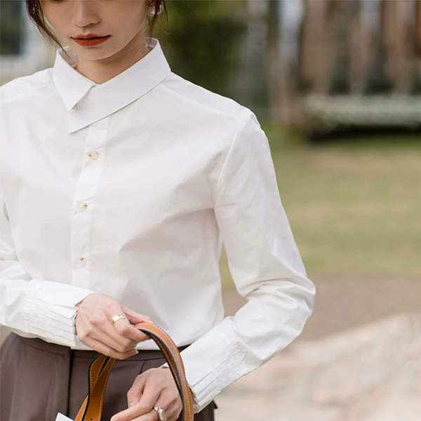 アシンメントリックカラーホワイトシャツ 《Z00809》