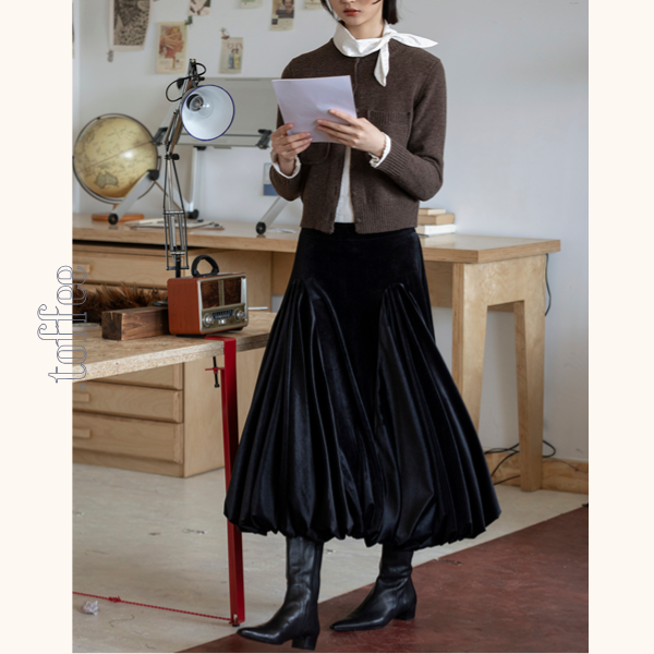 ミモレ丈プリーツアンブレラスカート 《Z00646》