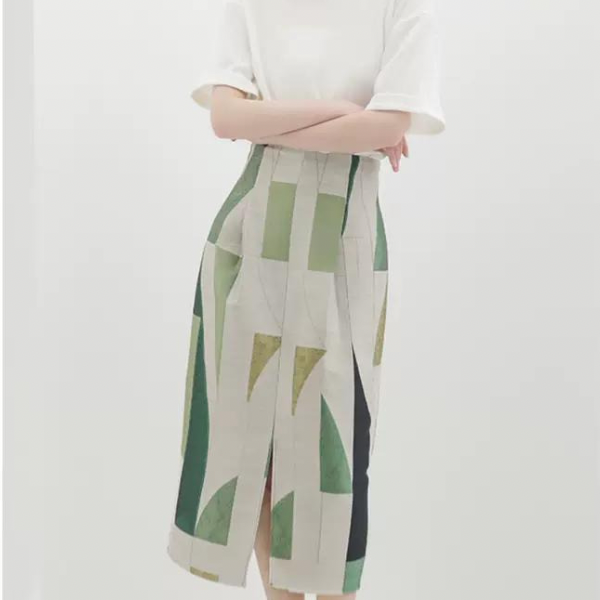 アーティスティックシルエットプリントスカート AU-091