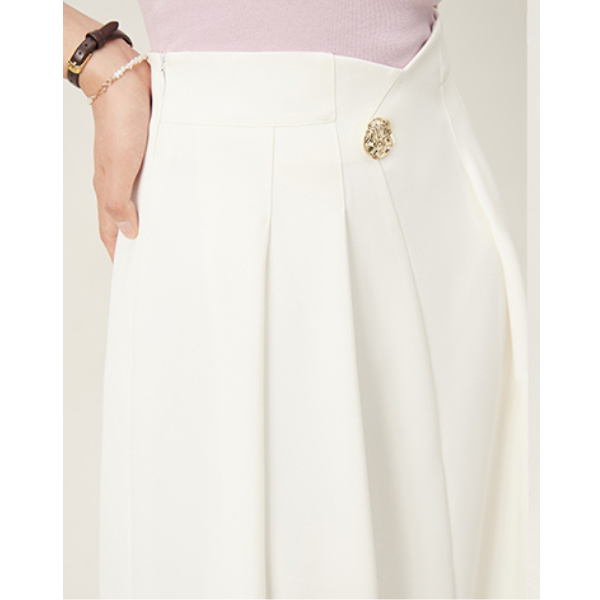 【2color】ゴールドボタン付きハイウエストAラインスカート Z00094