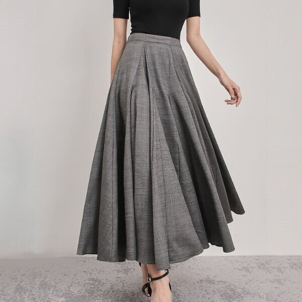 クラシックデザインフリルプリーツスカート AU-027