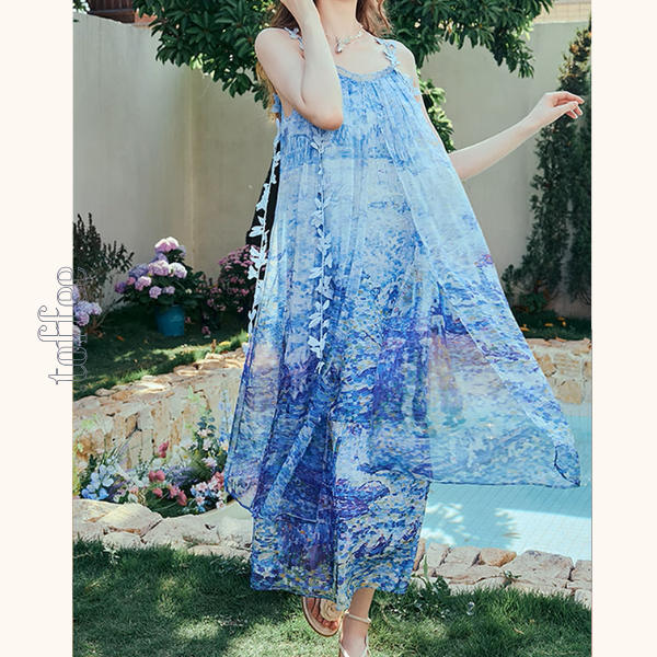 レイヤード風マリンテイストサスペンダーワンピース《Z00970》