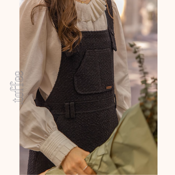 【2color】スクエアネックサスペンダーワンピース《Z00855》