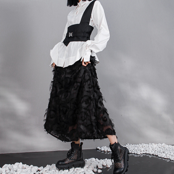 ウエストスクイーズラウンドヘムシャツ AU-413