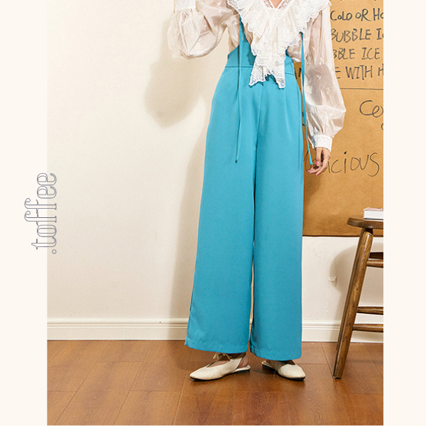 【3color】ハイウエストスリムサロペット 《Z00684》