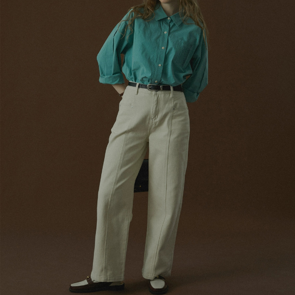 ハイウエストストレートデニムパンツ Z00043