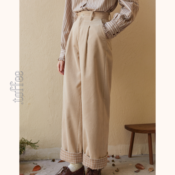 【2color】ハイウエストコーデュロイパンツ Z00523